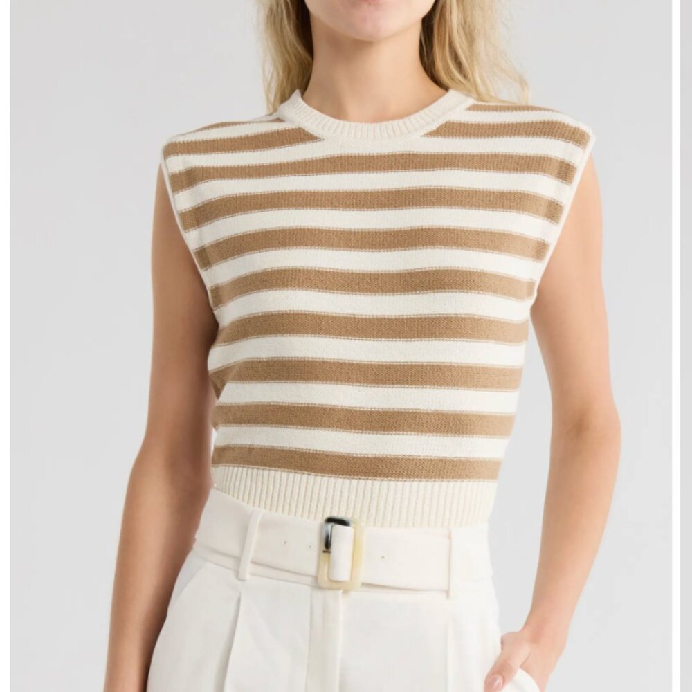 Veronica Beard Vera Stripe Sleeveless Cotton Sweater - xs